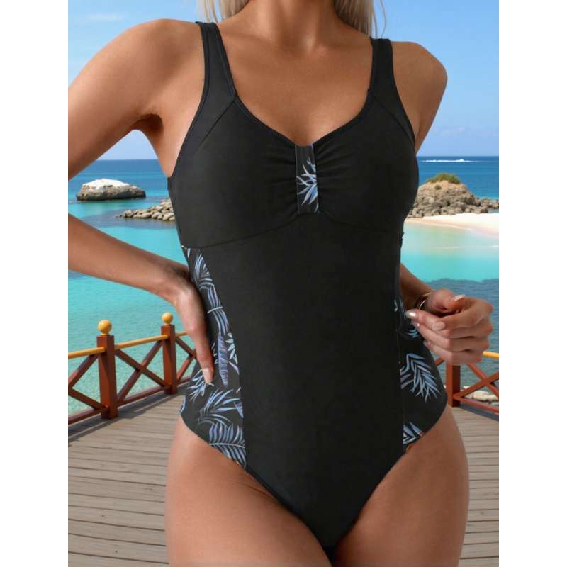 Tight-fitting Patchwork One-piece Bikini