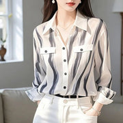 French-striped Casual Shirt For Women