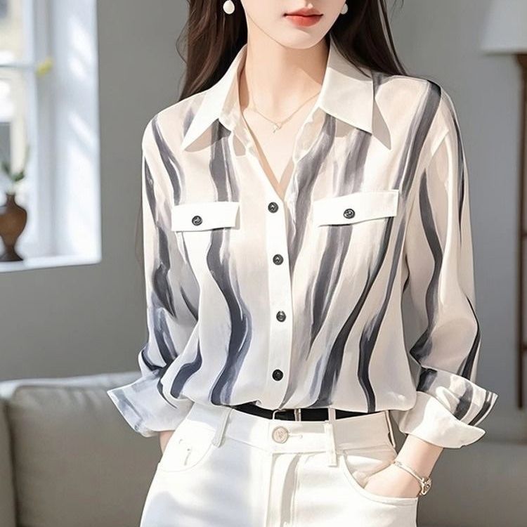French-striped Casual Shirt For Women