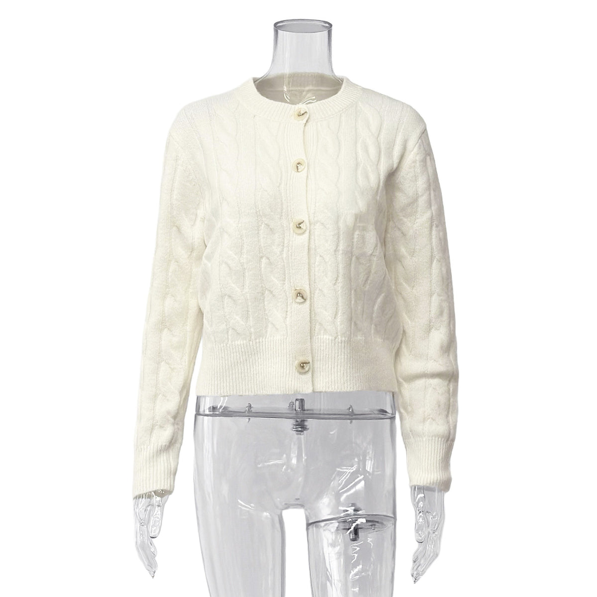Embroidered Crewneck Cable-knit Autumnwinter Sweaterblouse