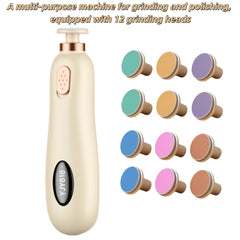 13-Piece Electric Nail Polishing and Trimming Kit with 12 Heads