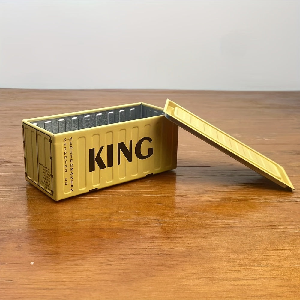Vintage Mini Industrial Tin Storage Box – Stackable Jewelry Chest