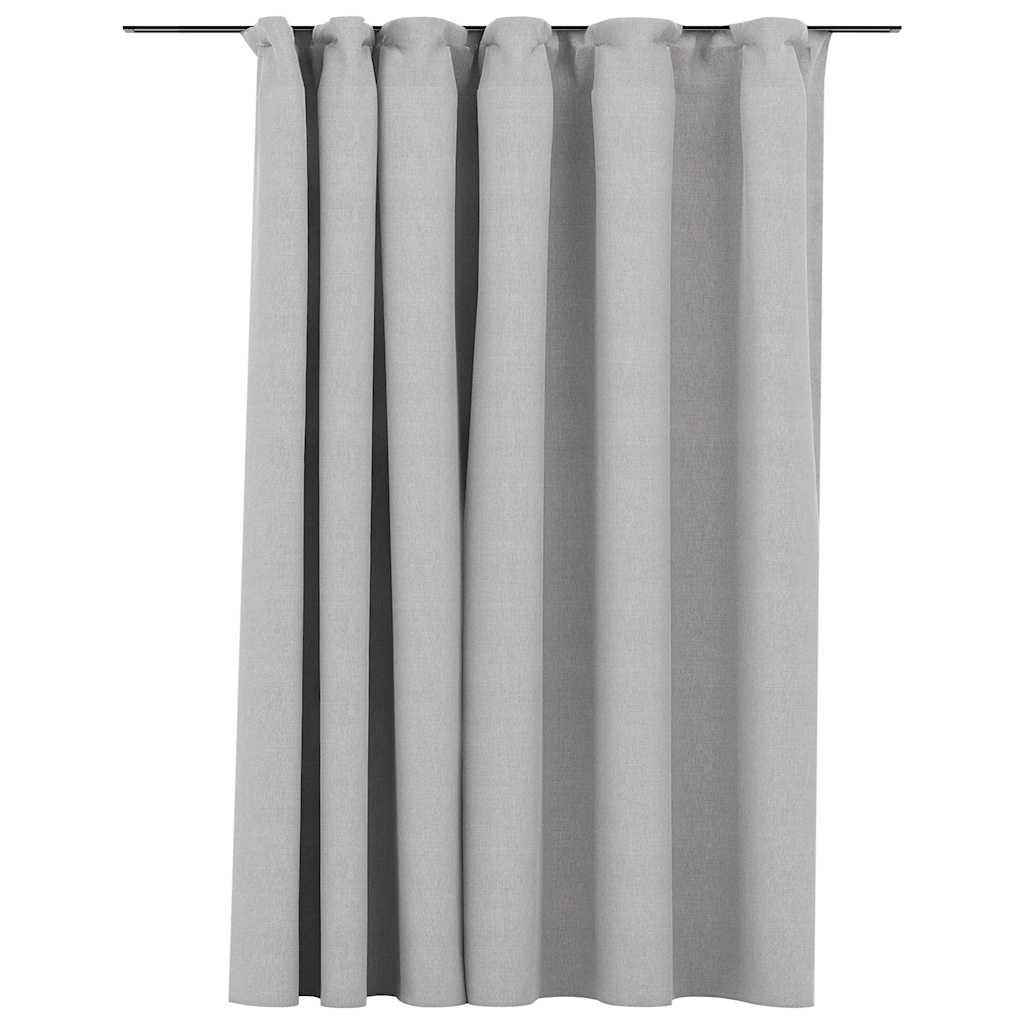 Blackout Curtain with Hooks, Linen Look; Blackout Curtain with
