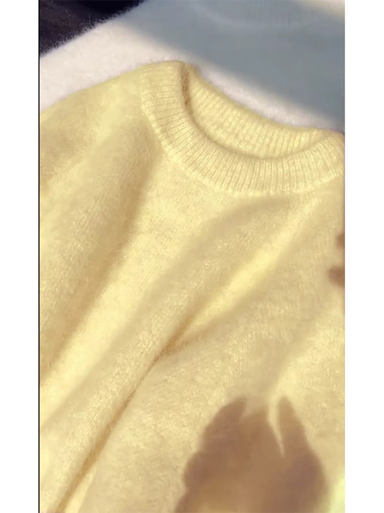 Loose, Cozy Mohair Pullover Sweater for Fallwinter Womens Knitted Top