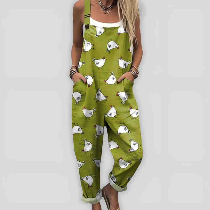 Women's Casual Printed Suspender Pants