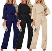 Chic Batwing Sleeve Lace-Up Women's Jumpsuit