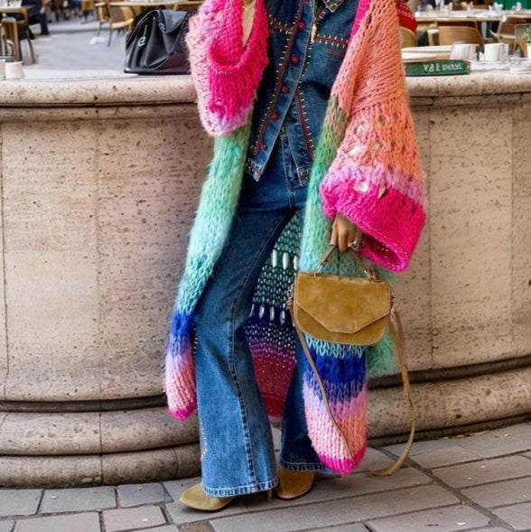 Colorful Crocheted Knit Top for Women