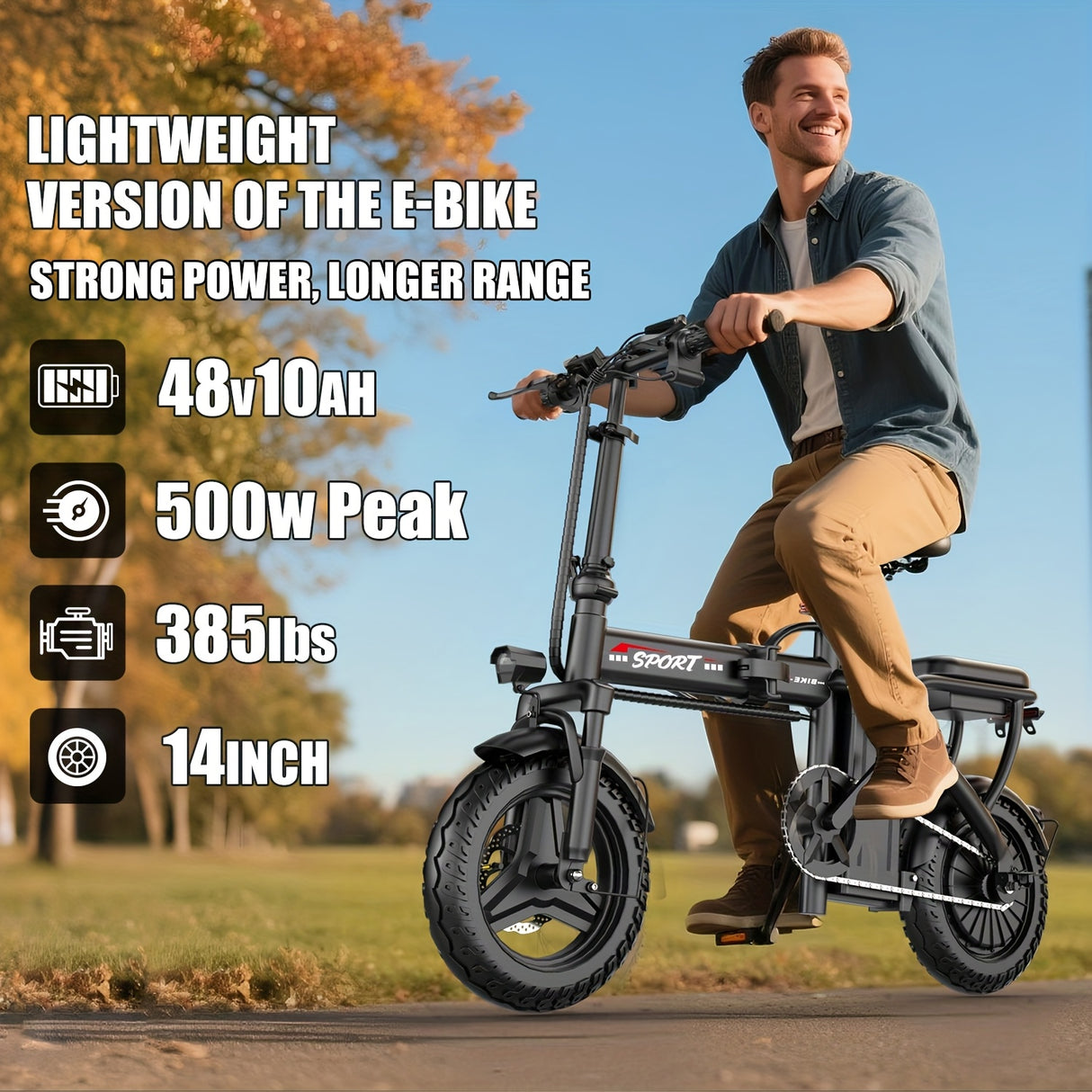 Ebikes for Adults, 500W Lightweight Folding Electric Bike for Adults, 20MPH 35Mile Long Range Commuter Electric Bicycle, 48V 10AH Removable Battery E Bike, Multi-Shock AbsorptionLoad-bearing Capaci...