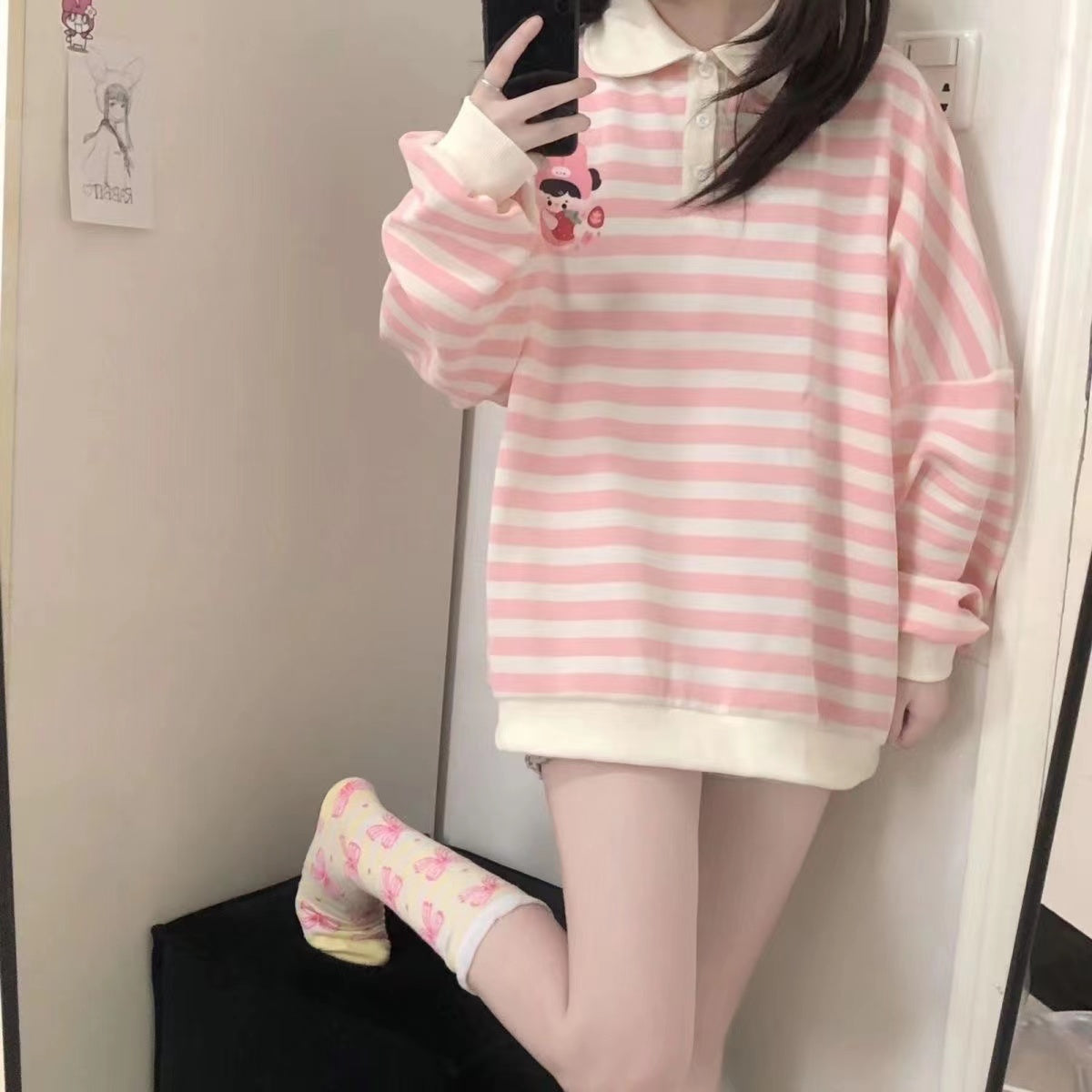 Chic Color-Block Casual Loose Fit Student Hoodie