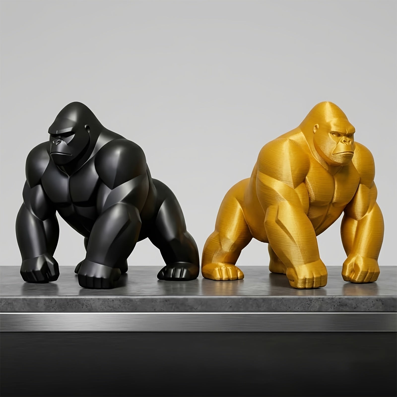 Geometric gorilla sculpture for modern desk and shelf decoration