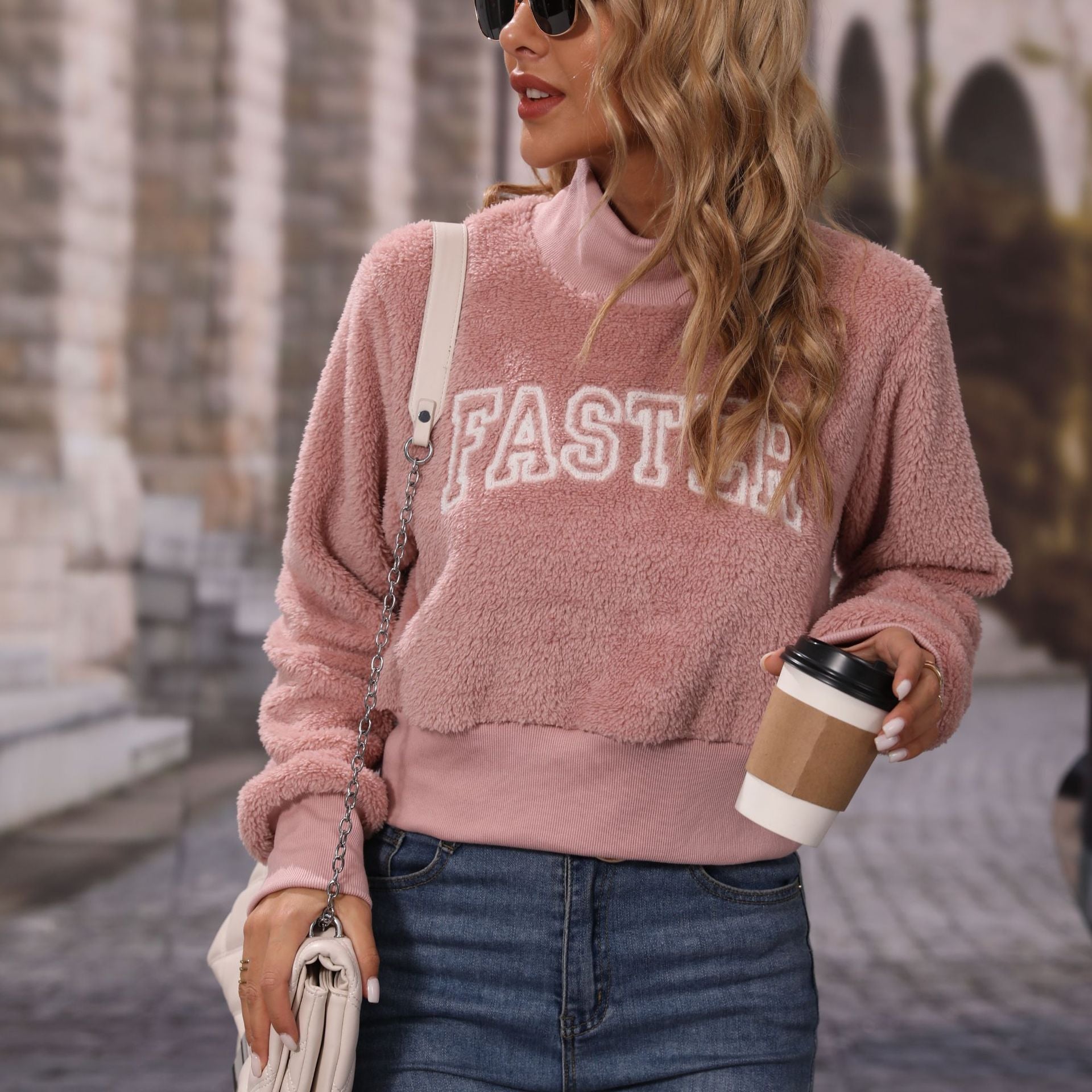 Cozy Alphabet Embroidery Women's Pullover Sweater