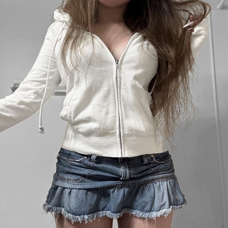 Street Style Number Print Slim Fit Hoodie