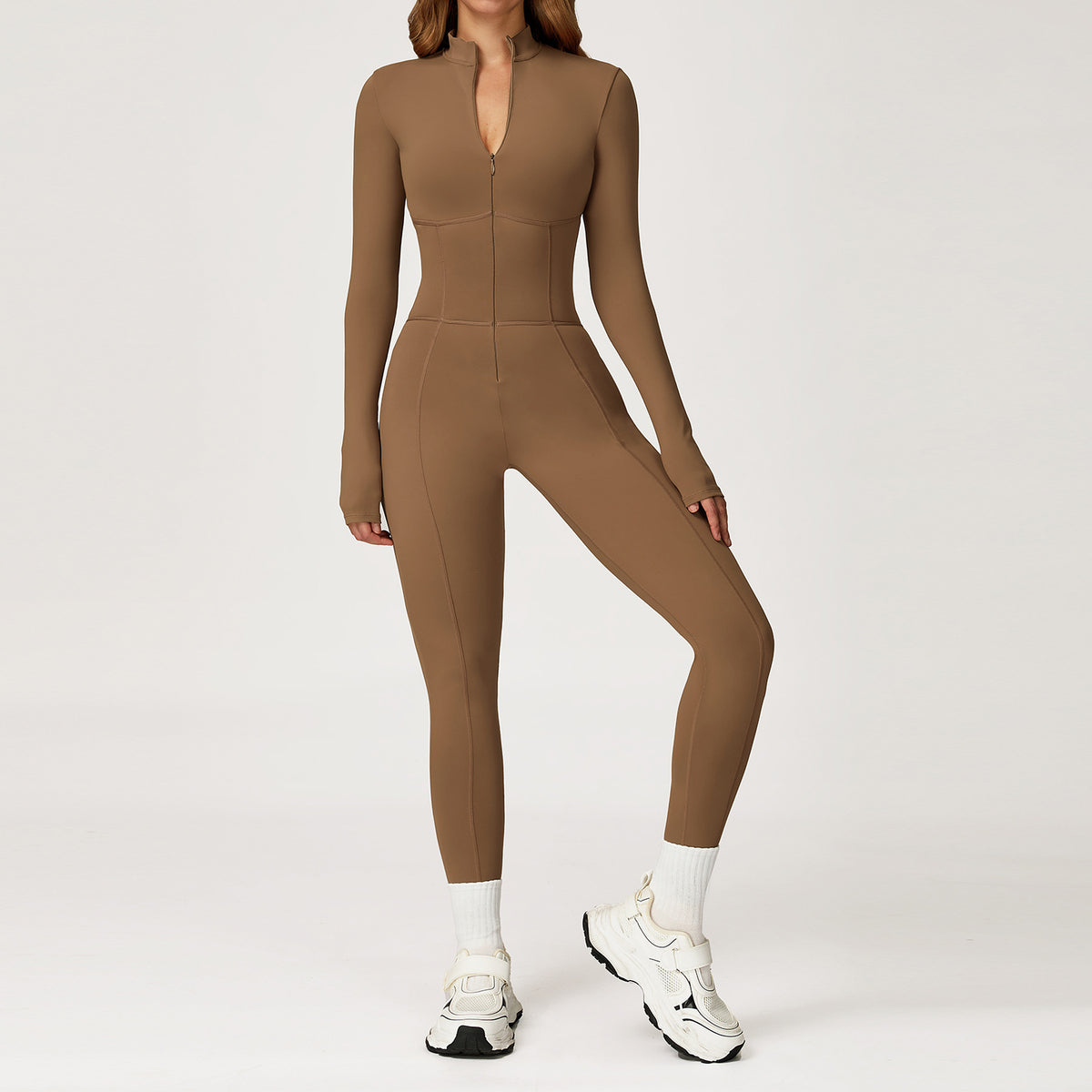 Thermal Long Sleeve Zip Stand Collar Jumpsuit