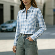 Women's Casual And Versatile Fashion Plaid Shirt Top