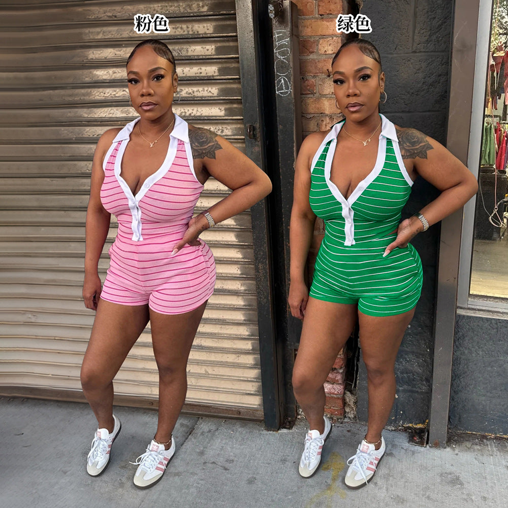 Women's Printed Halterneck Top & Shorts Set