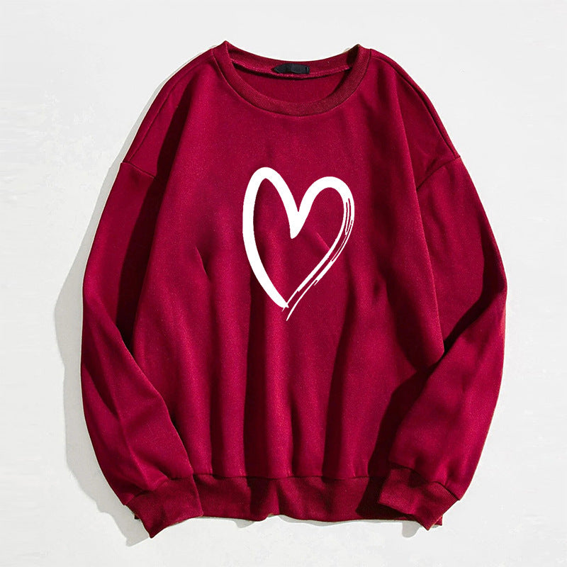 Women's Trendy Printed Heart Pullover Sweater