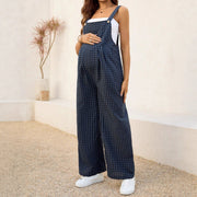 Comfy Plaid Maternity Suspender Jumpsuit for Spring & Summer