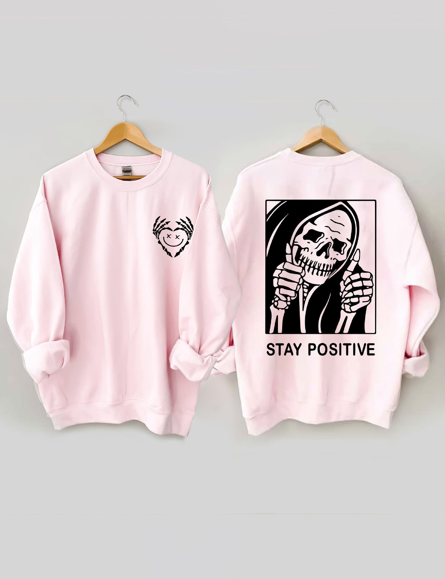 Cute Heart Skull Graphic Streetwear Pullover Sweater