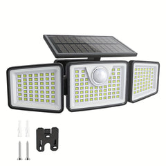 3-Head Solar Outdoor Security Light with Motion Sensor and Remote Control