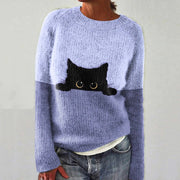 3d Digital Print Women's Crew-neck Knitted Sweater