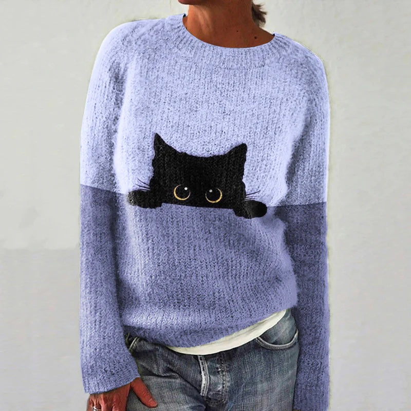 3d Digital Print Women's Crew-neck Knitted Sweater