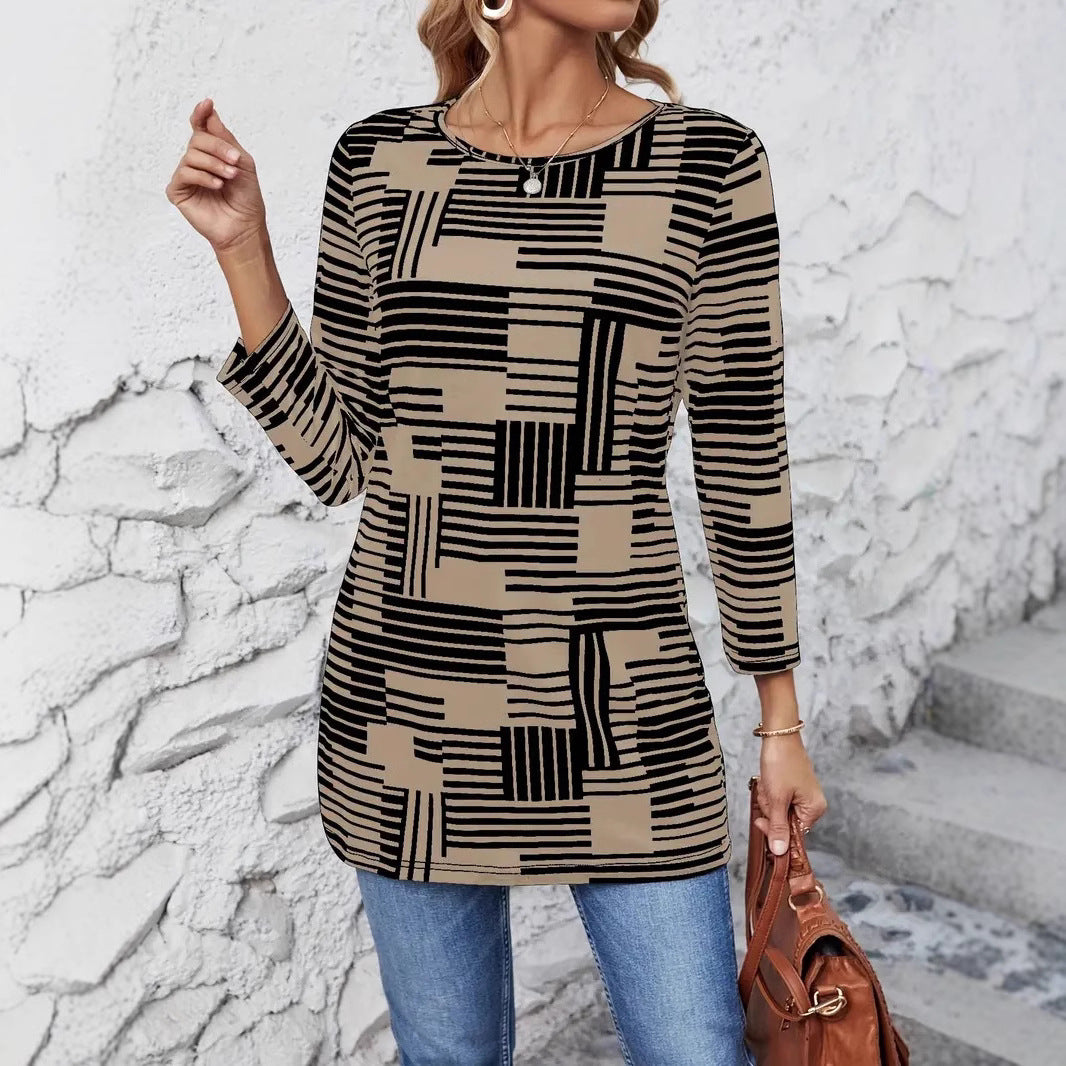 Fashion Casual Crew Neck Top T-shirt Women's Clothing
