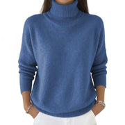 Womens Loose-fitting Solid-color Turtleneck Pullover Knit Sweater