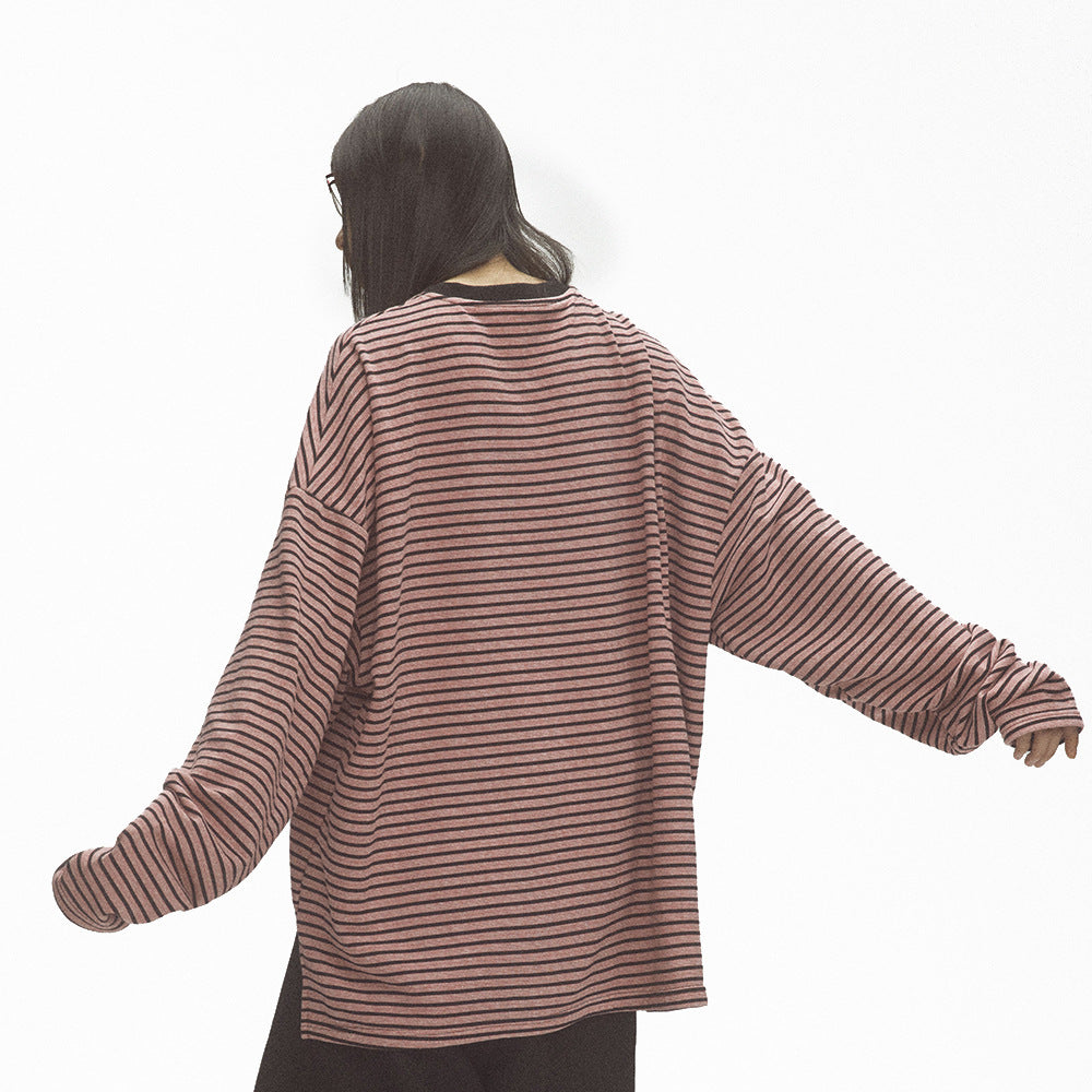 Unisex Striped Loose Knit Sweater for Spring & Autumn