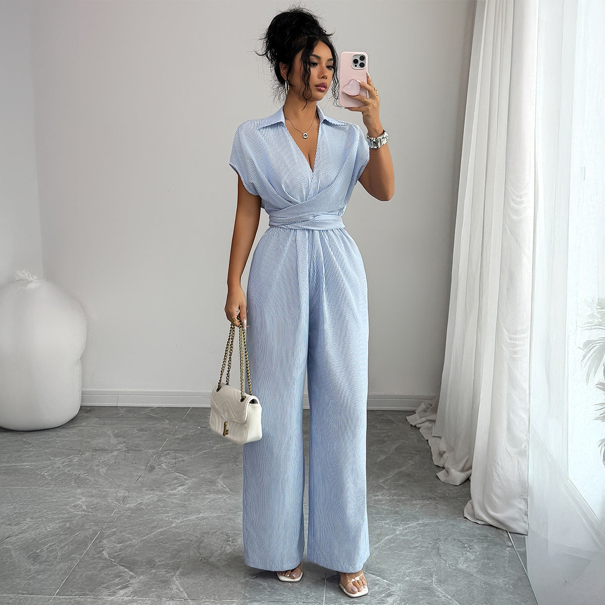Women's Waist-Cinched Loose Sleeveless Jumpsuit