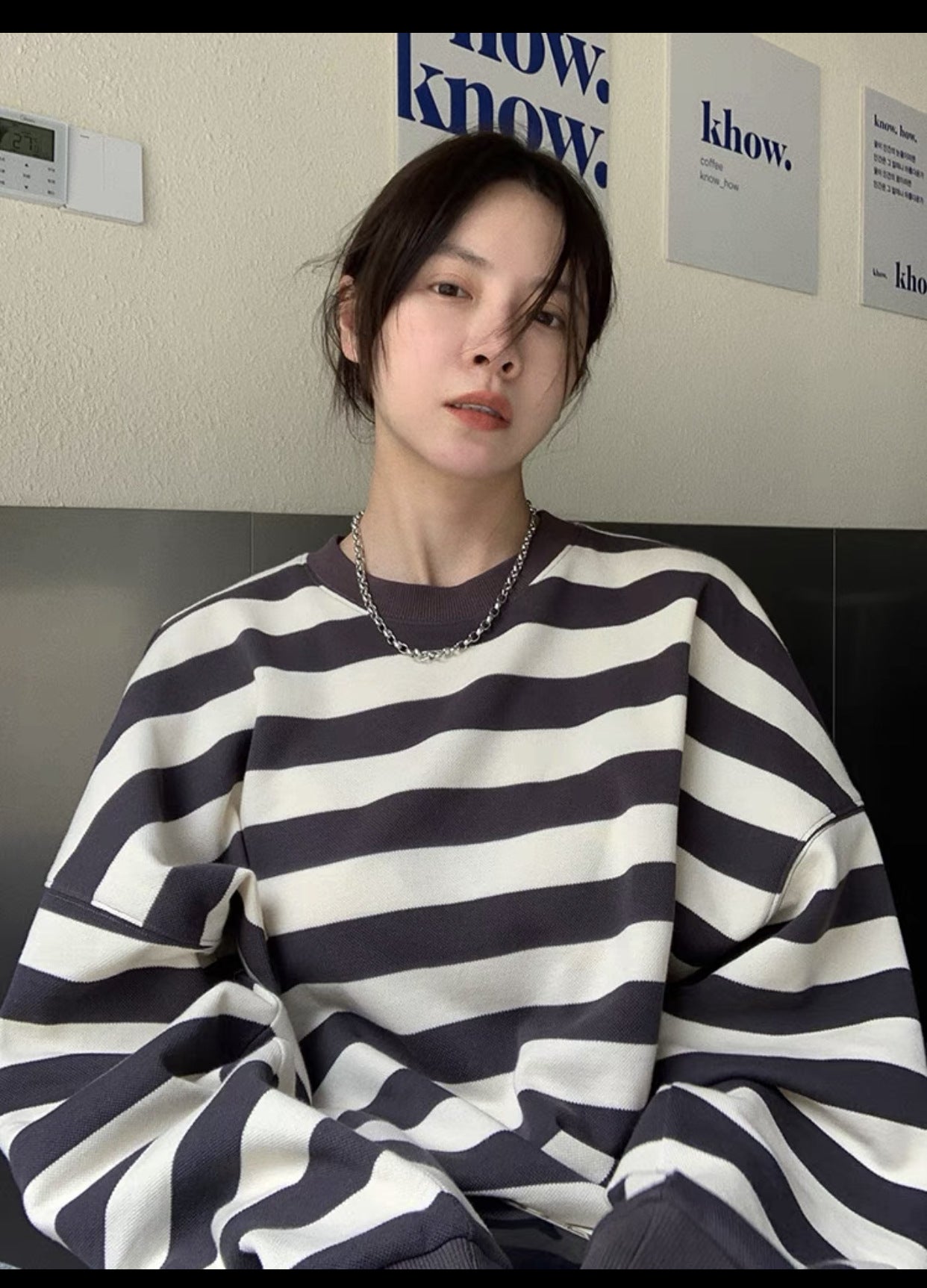 Women's Casual Striped Pullover Sweatshirt