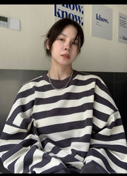 Women's Casual Striped Pullover Sweatshirt
