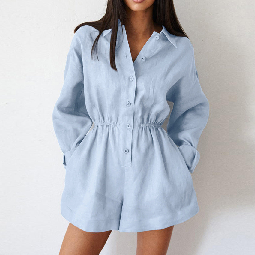 Chic Minimalist Lapel Jumpsuit with Pockets
