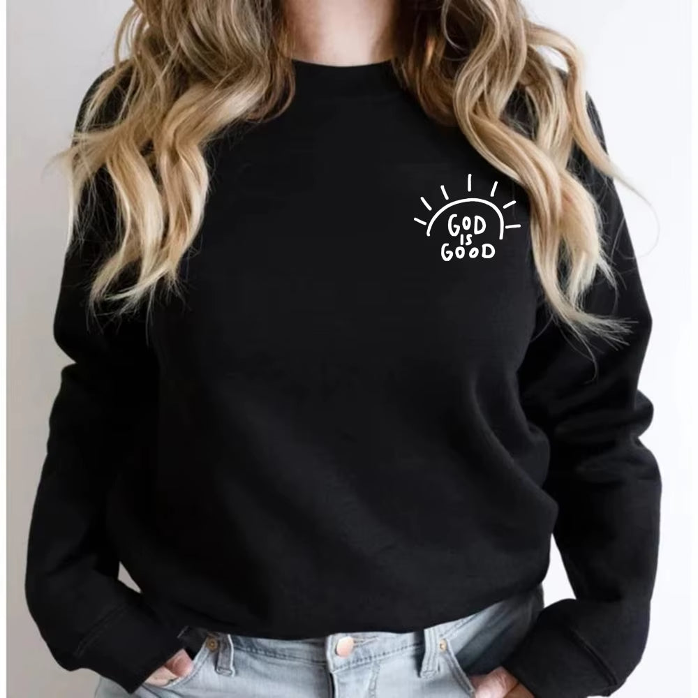Casual Round Neck Print Sweatshirt for Women