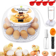 12‑Egg Incubator with Automatic Egg Turner, Temperature Control, Water Reservoir and LED Egg Candler