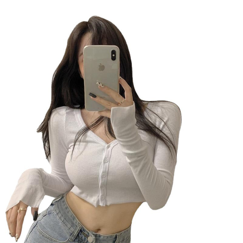 Retro Zen Slim Fit Button Top for Women