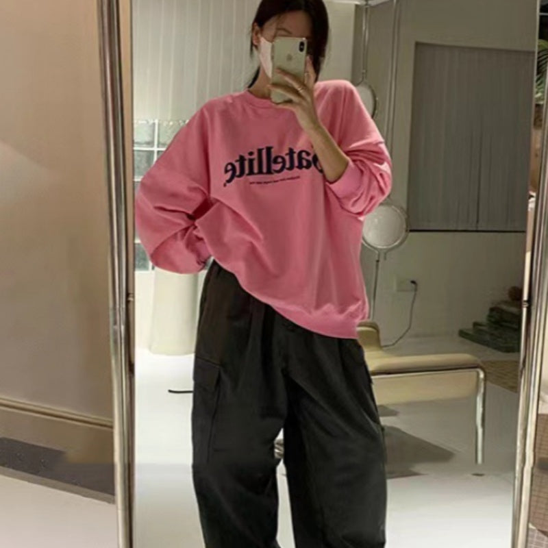 Retro Letter Knit Pullover Loose Fall Sweater