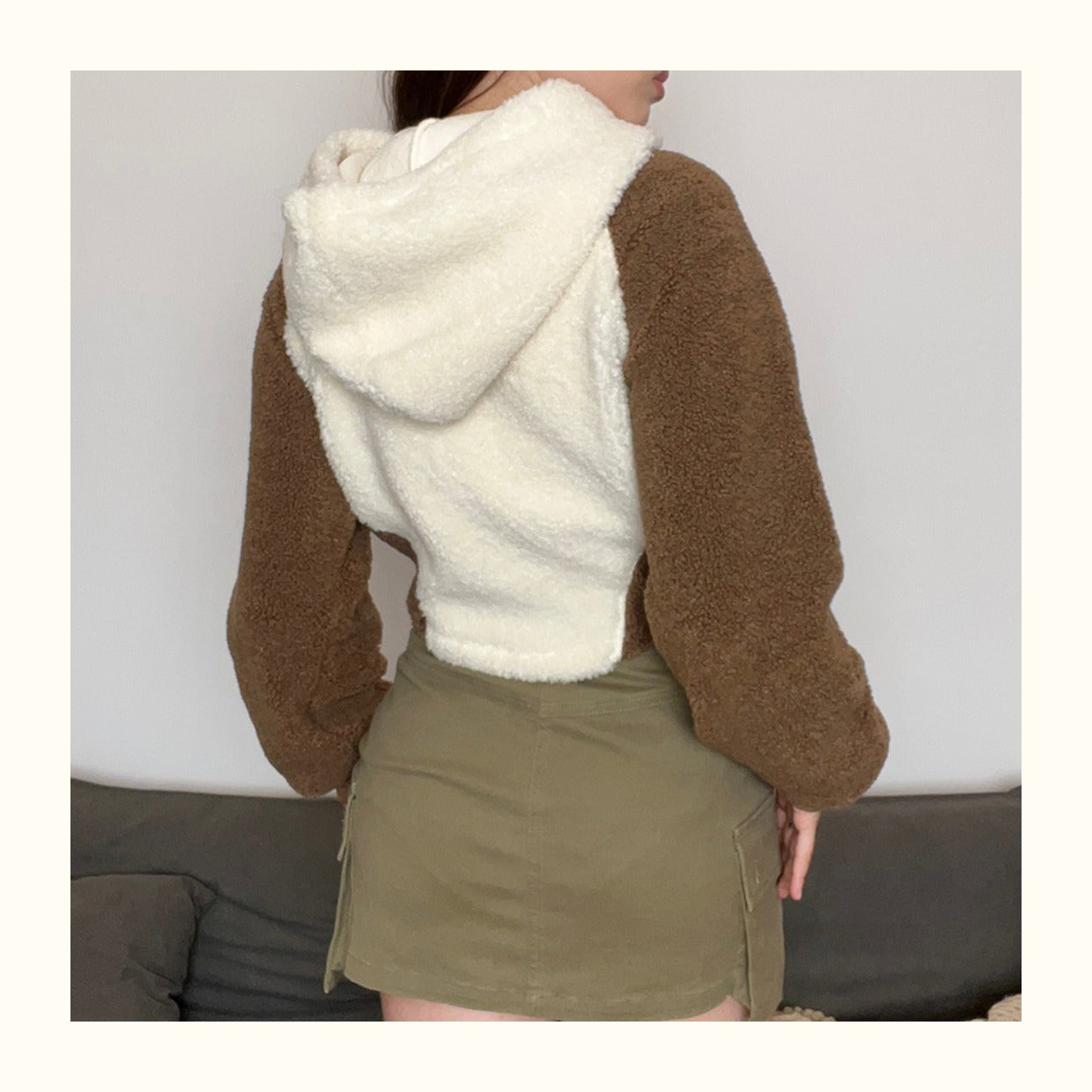 Hooded Star Patch Lamb Wool Coat