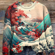3D Cartoon Print Casual Crew Neck Long Sleeve Sweater