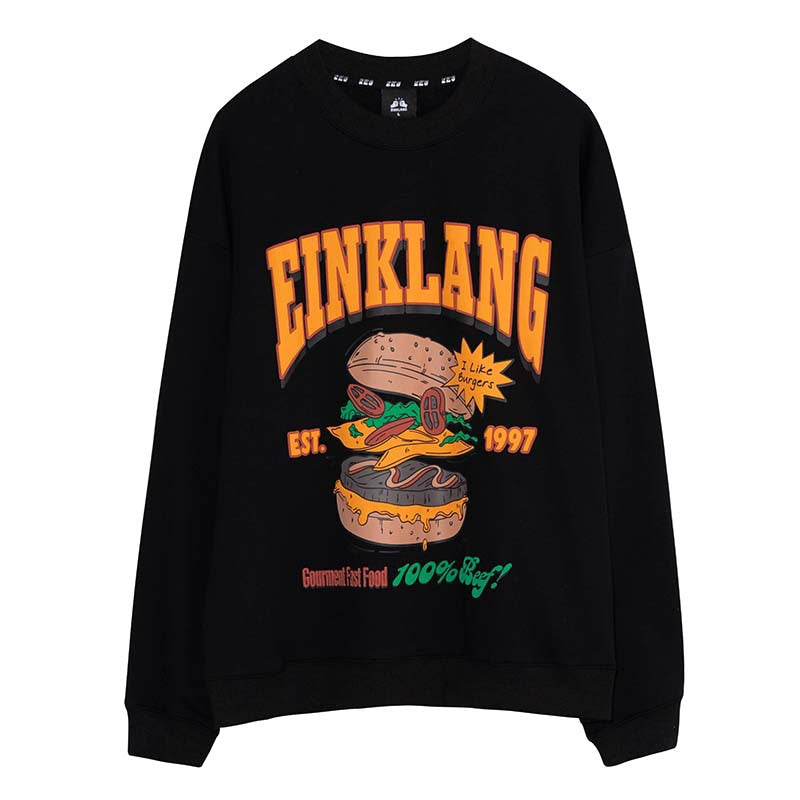 Hamburg Letter Print Oversized Long Sleeve Sweatshirt