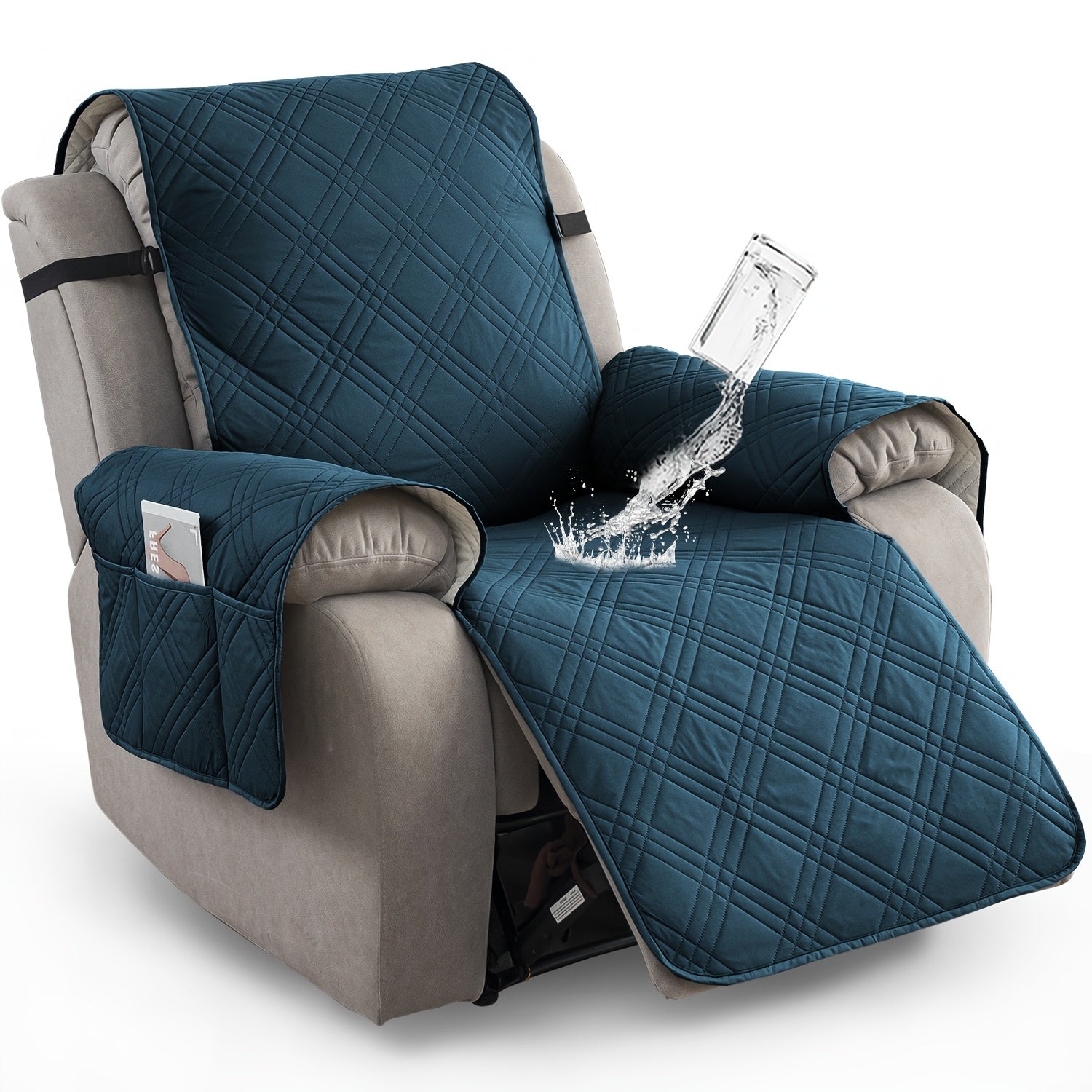 Waterproof Recliner Chair Cover with Pocket, Pet Scratch-Resistant Sofa Slipcover