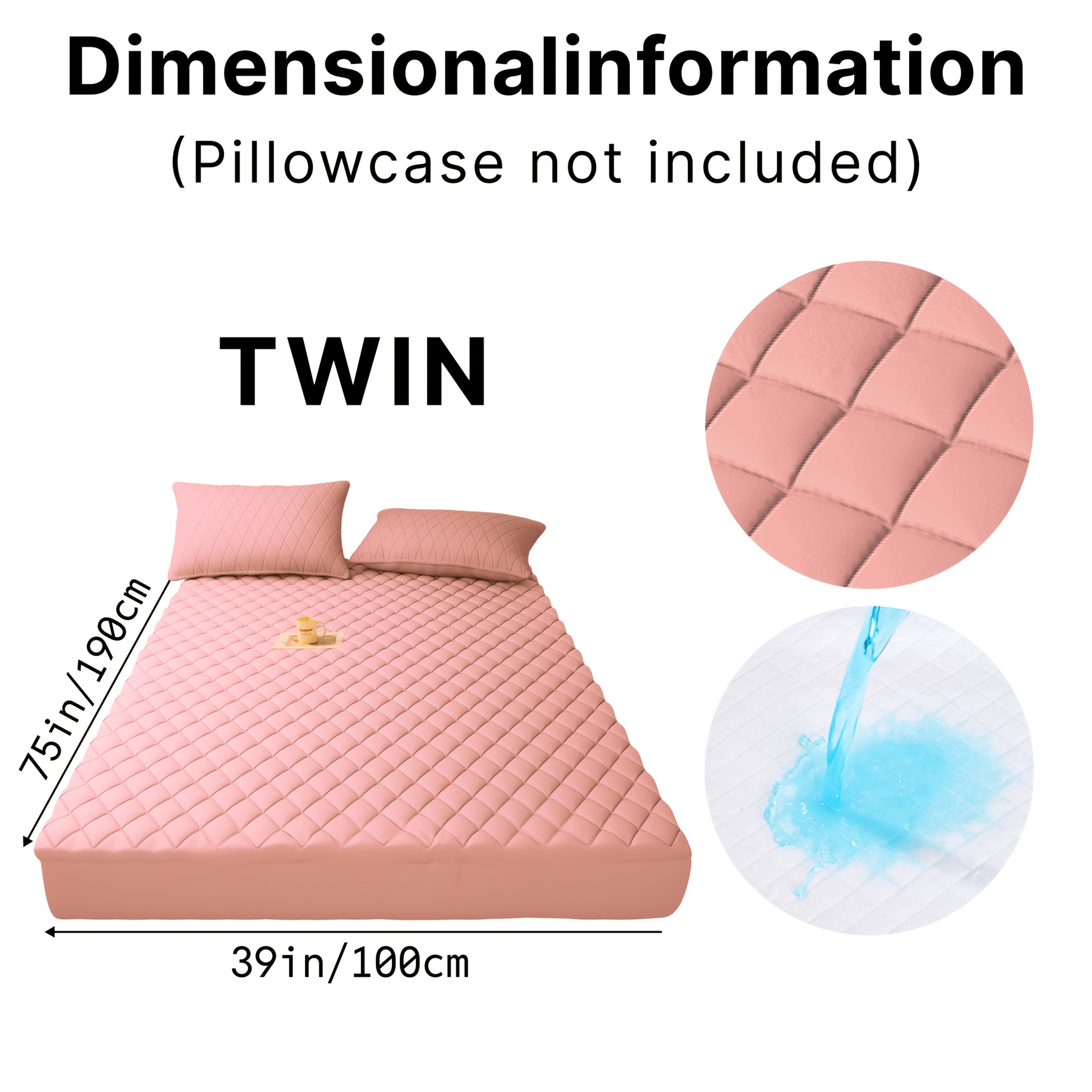 Waterproof Mattress Protector Quilted Thickened Comfortable Bedspread Layer with Deep Pocket Design, Warm Breathable Bedding for Bedroom Guest Room Hotel, Great for Holiday Gifts Black Friday And...