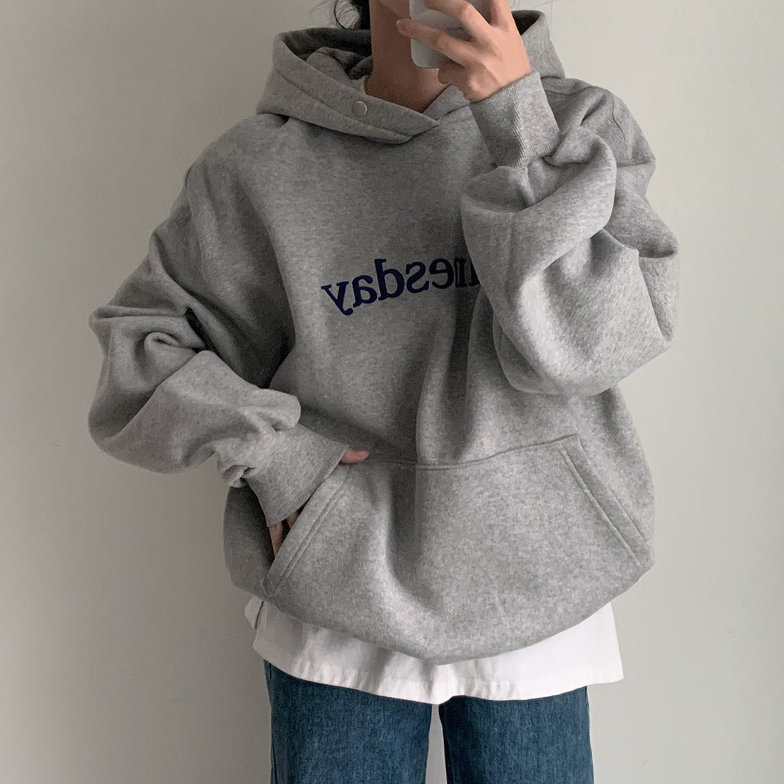 Chic Fleece-Lined Embroidered Winter Hoodie