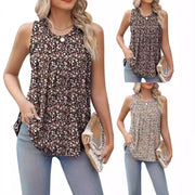 Plus Size Sleeveless Printed Vest – Loose Fit, Round Neck