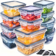 24-Piece Airtight Plastic Food Storage Container Set with Labels