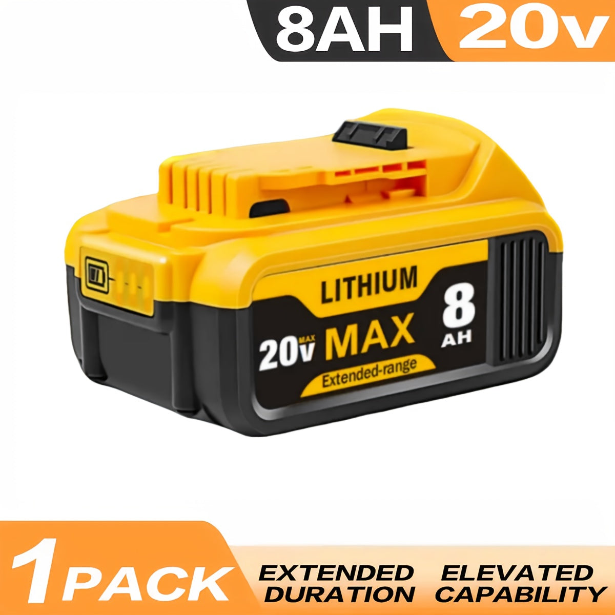 8.0Ah 20V Lithium-Ion Replacement Battery for Cordless Power Tools