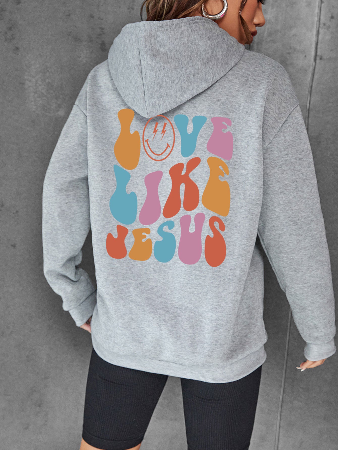 Cozy Streetwear Letter Print Brushed Hoodie with Pocket