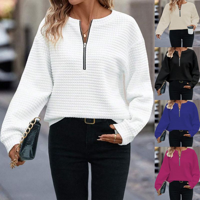 Chic Solid Color Long Sleeve Women's Pullover Sweater