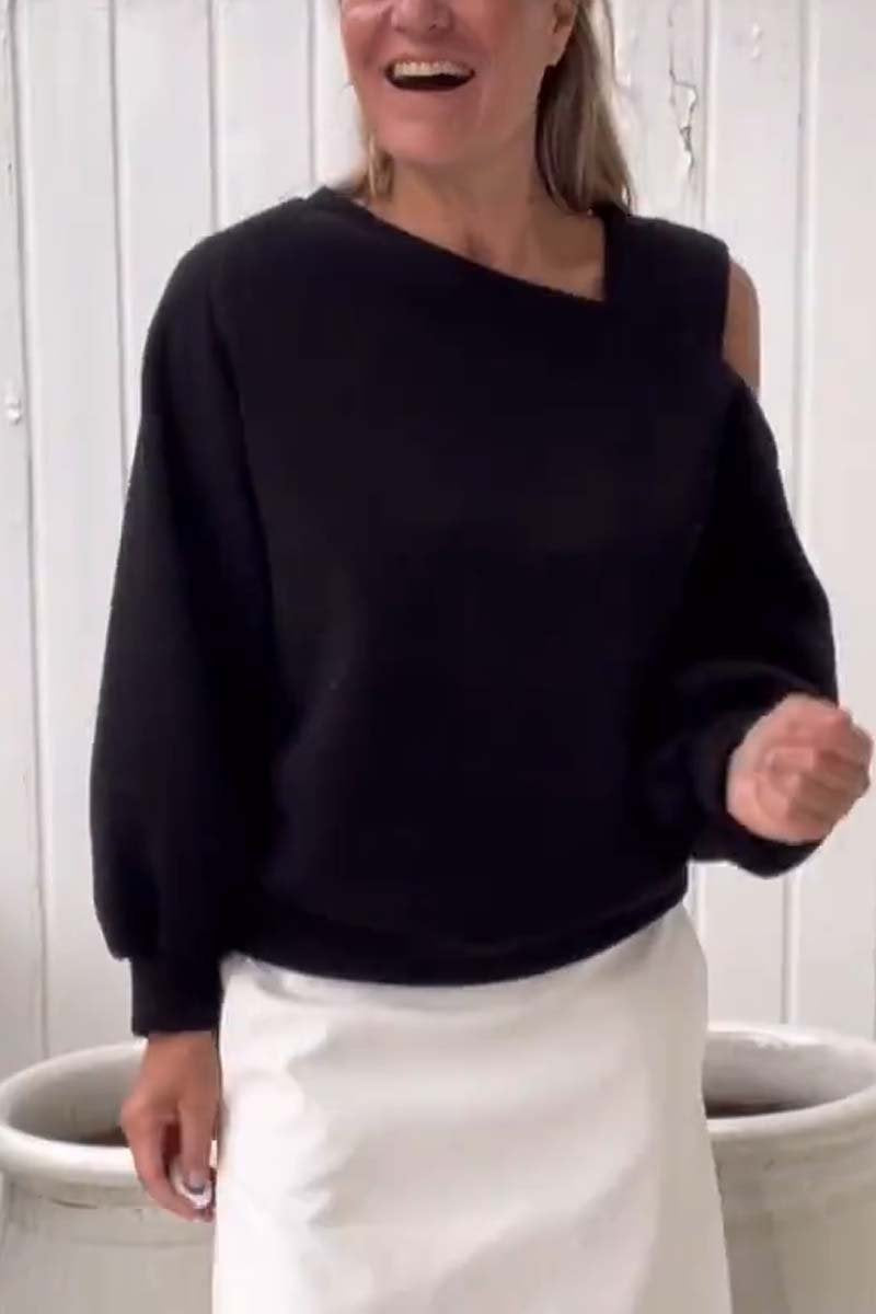 Cozy Off-Shoulder Fleece-Lined Sweatshirt