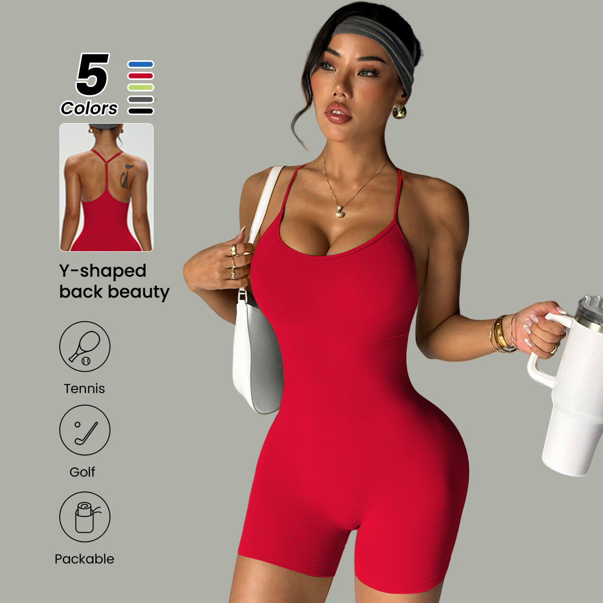 Cross-Strap Fitness Bodysuit for Shaping & Workout