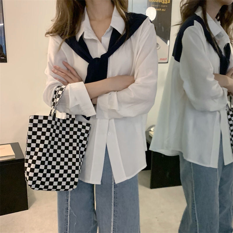 Chic Women's Layered Chiffon Long-Sleeve Shawl Shirt